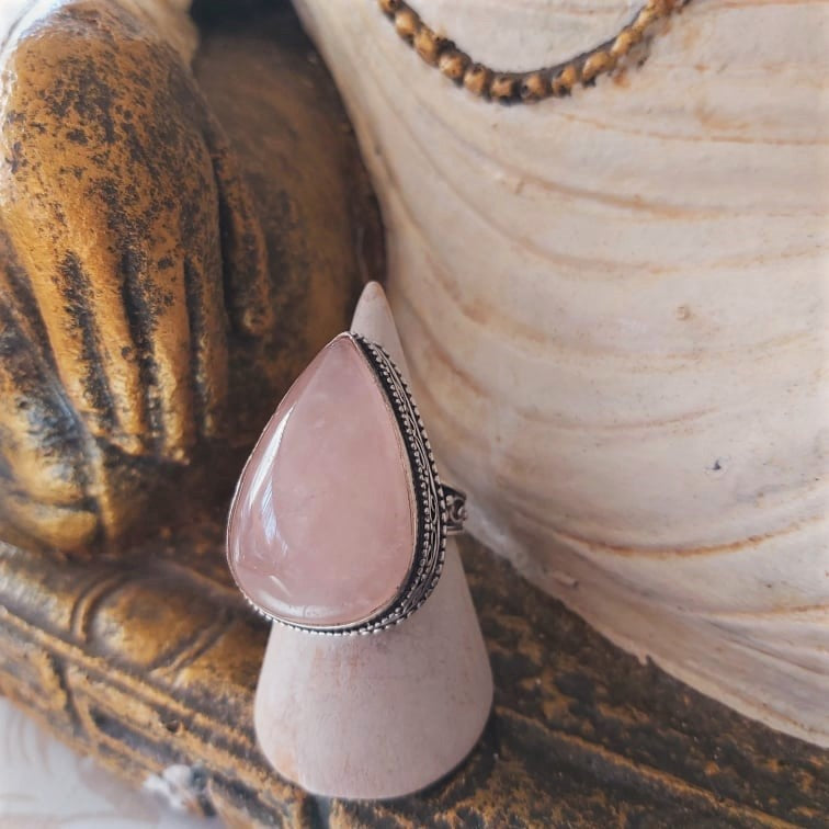 Rose Quartz True Love & Compassion Ring Size US 9 (E2364)