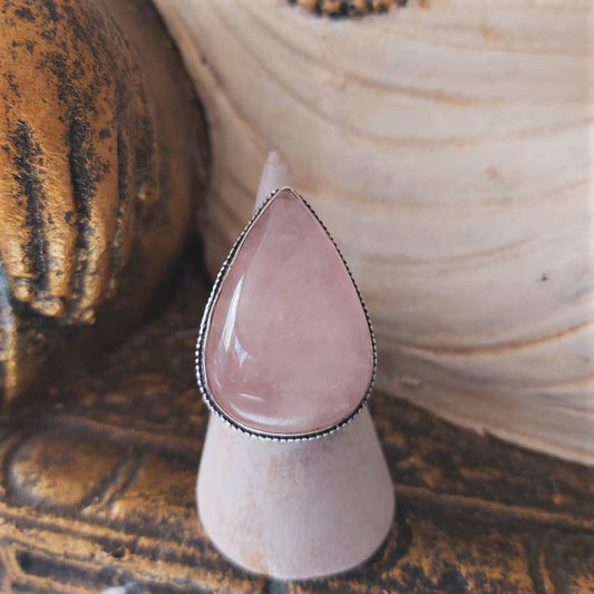 Rose Quartz True Love & Compassion Ring Size US 9 (E2364)