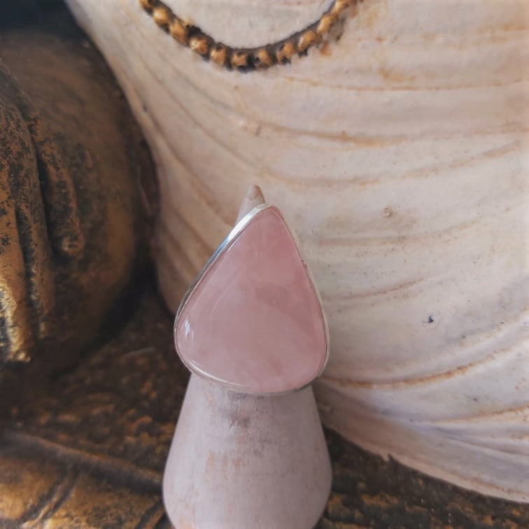 Rose Quartz True Love & Compassion Ring Size US 9 (E2365)