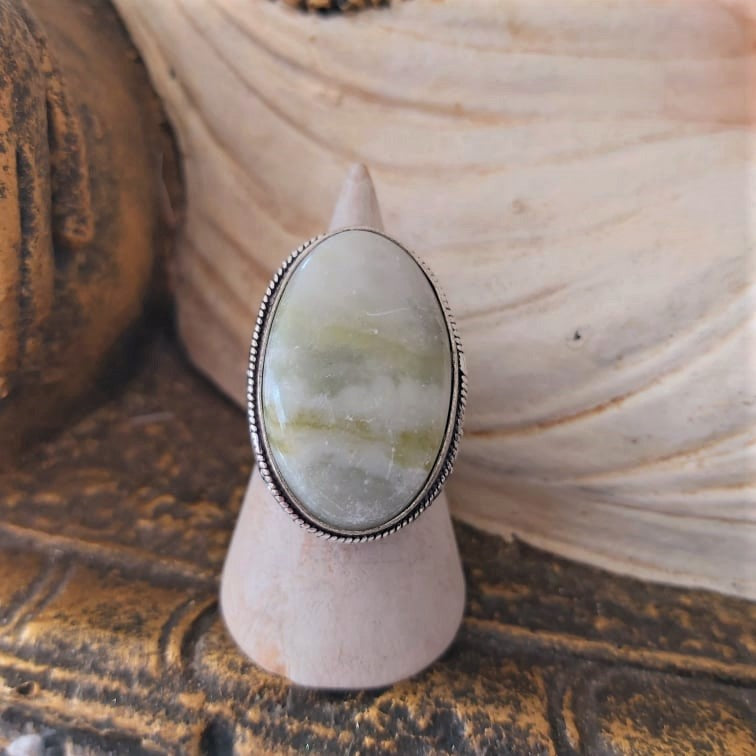 Larsonite Spiritual Grounding Gemstone Ring Size US 10 (E2371)