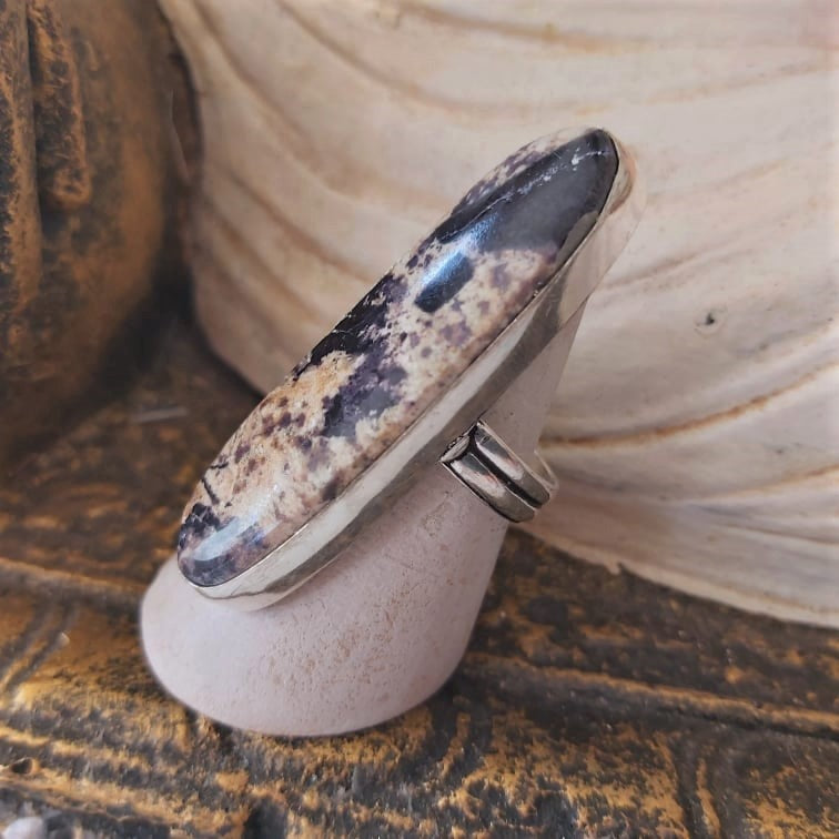 Fluorite Spiritual Growth & Grounding Gemstone Ring Size US 7.5 (E2385)