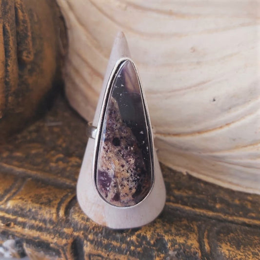 Fluorite Spiritual Growth & Grounding Gemstone Ring Size US 10 (E2387)
