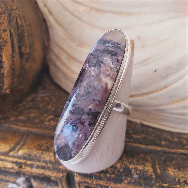 Fluorite Spiritual Growth & Grounding Gemstone Ring Size US 10 (E2390)
