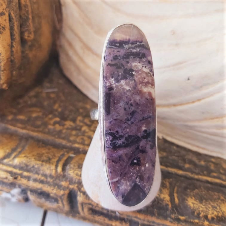 Fluorite Spiritual Growth & Grounding Gemstone Ring Size US 10 (E2390)