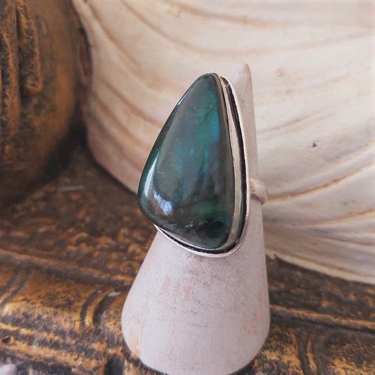 Labradorite Inner Spirit & Psychic Protection Gemstone Ring US 6.5 (E2392)