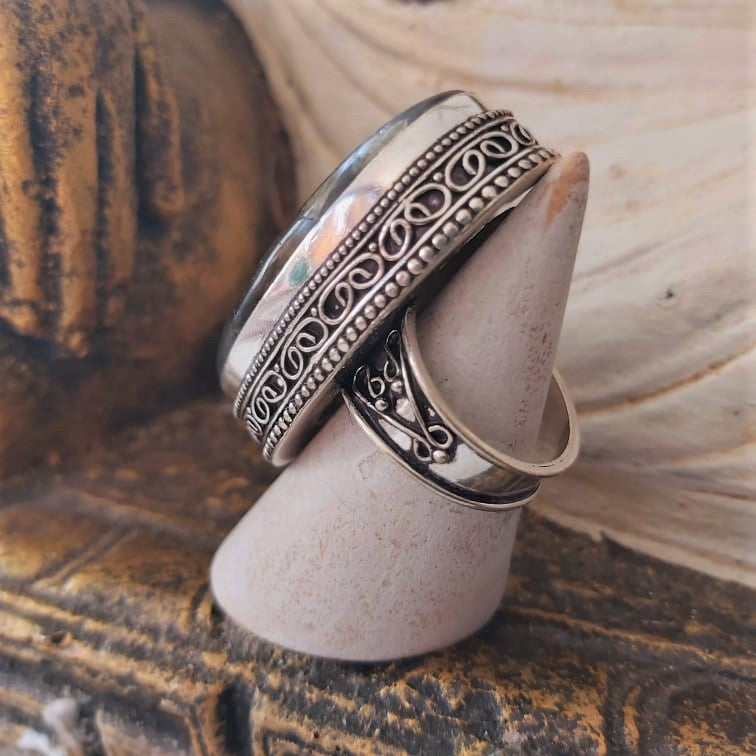 Labradorite Inner Spirit & Psychic Protection Gemstone Ring US 8.5 (E2394)