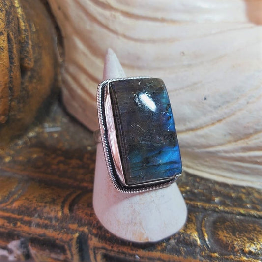 Labradorite Inner Spirit & Psychic Protection Gemstone Ring US 9.5 (E2396)