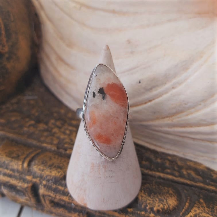 Sunstone Sacral Chakra Gemstone Ring US 9 (E2405)