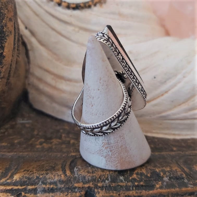 Black Tourmaline Psychic Protection Ring US 8 (E2417)