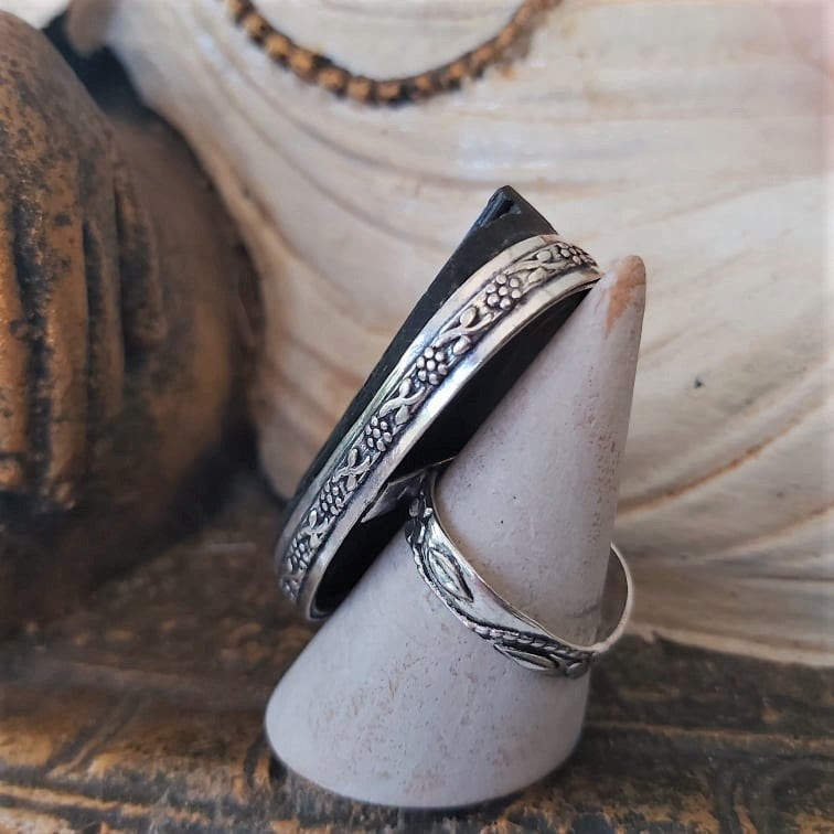 Black Tourmaline Psychic Protection Ring US 9 (E2419)