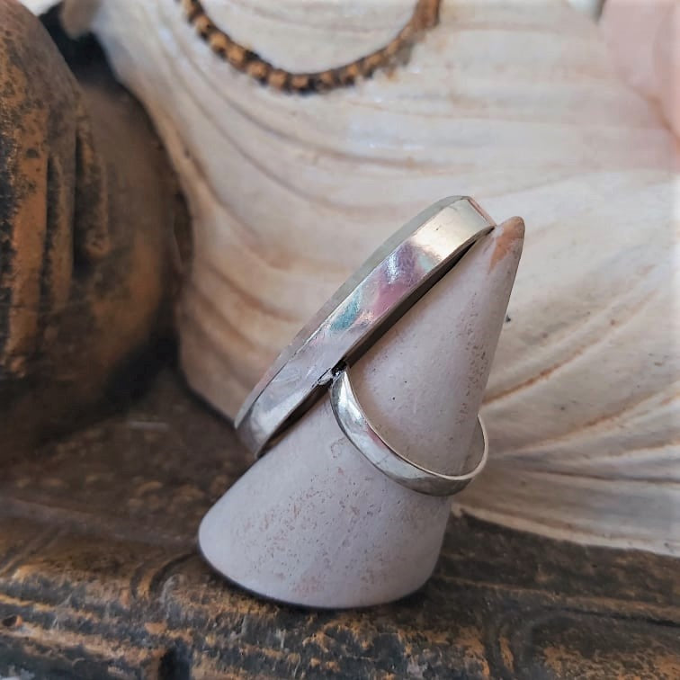 Aqua Seraphinite Angelic Realm Gemstone Ring Size US 8.5 (E2426)