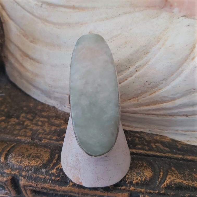 Aqua Seraphinite Angelic Realm Gemstone Ring Size US 9 (E2427)