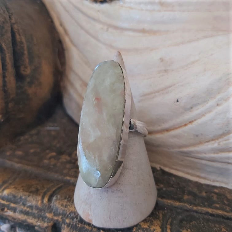 Aqua Seraphinite Angelic Realm Gemstone Ring Size US 9 (E2428)