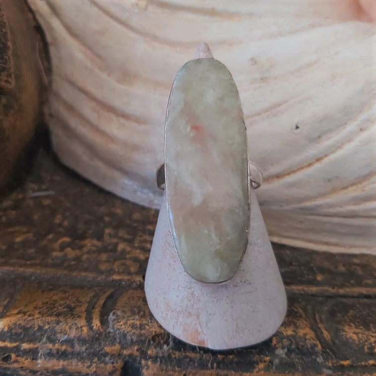 Aqua Seraphinite Angelic Realm Gemstone Ring Size US 9 (E2428)