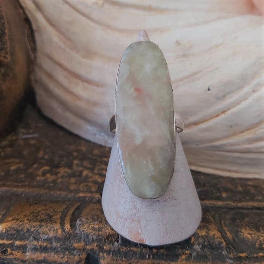 Aqua Seraphinite Angelic Realm Gemstone Ring Size US 9 (E2428)