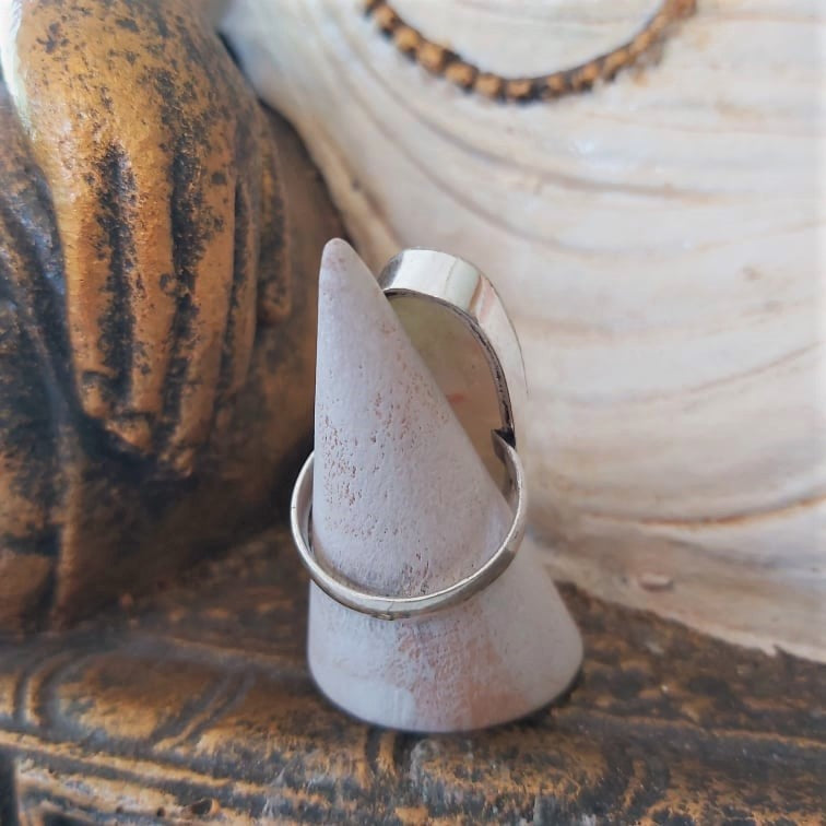 Aqua Seraphinite Angelic Realm Gemstone Ring Size US 9 (E2428)