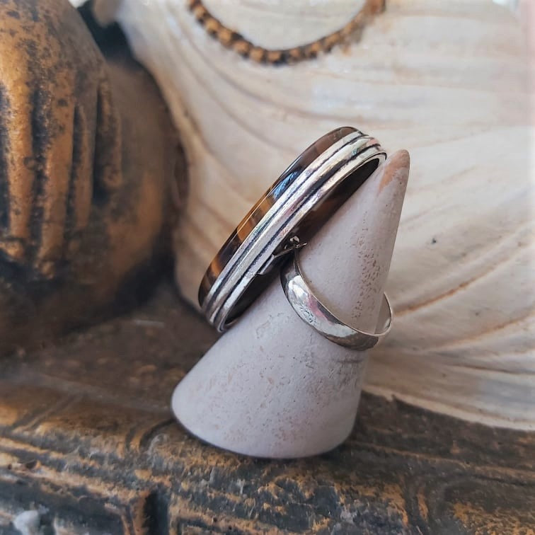 Tiger Eye Earth Star Gemstone Ring Size US 6 (E2433)