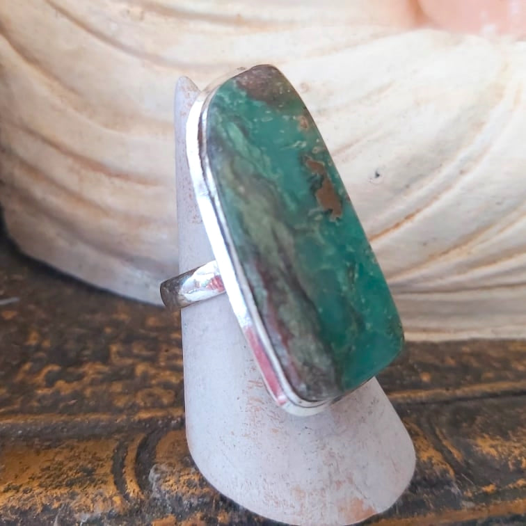 Chrysoprase Forgiveness Gemstone Ring Size US 8 (E2438)