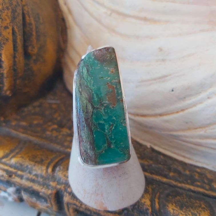Chrysoprase Forgiveness Gemstone Ring Size US 8 (E2438)