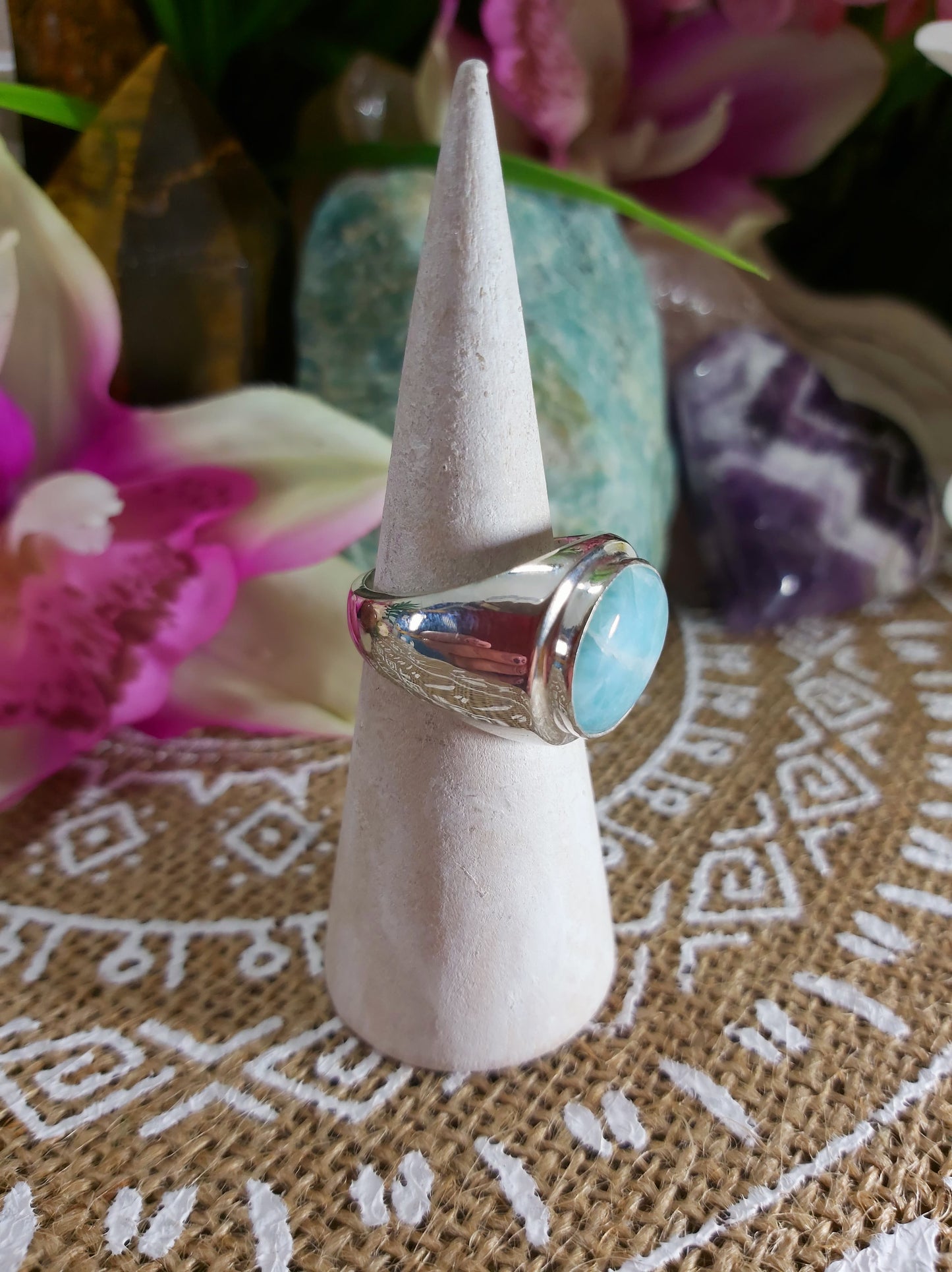 Larimar Emotional Healing Ring Size US 8 (E244)