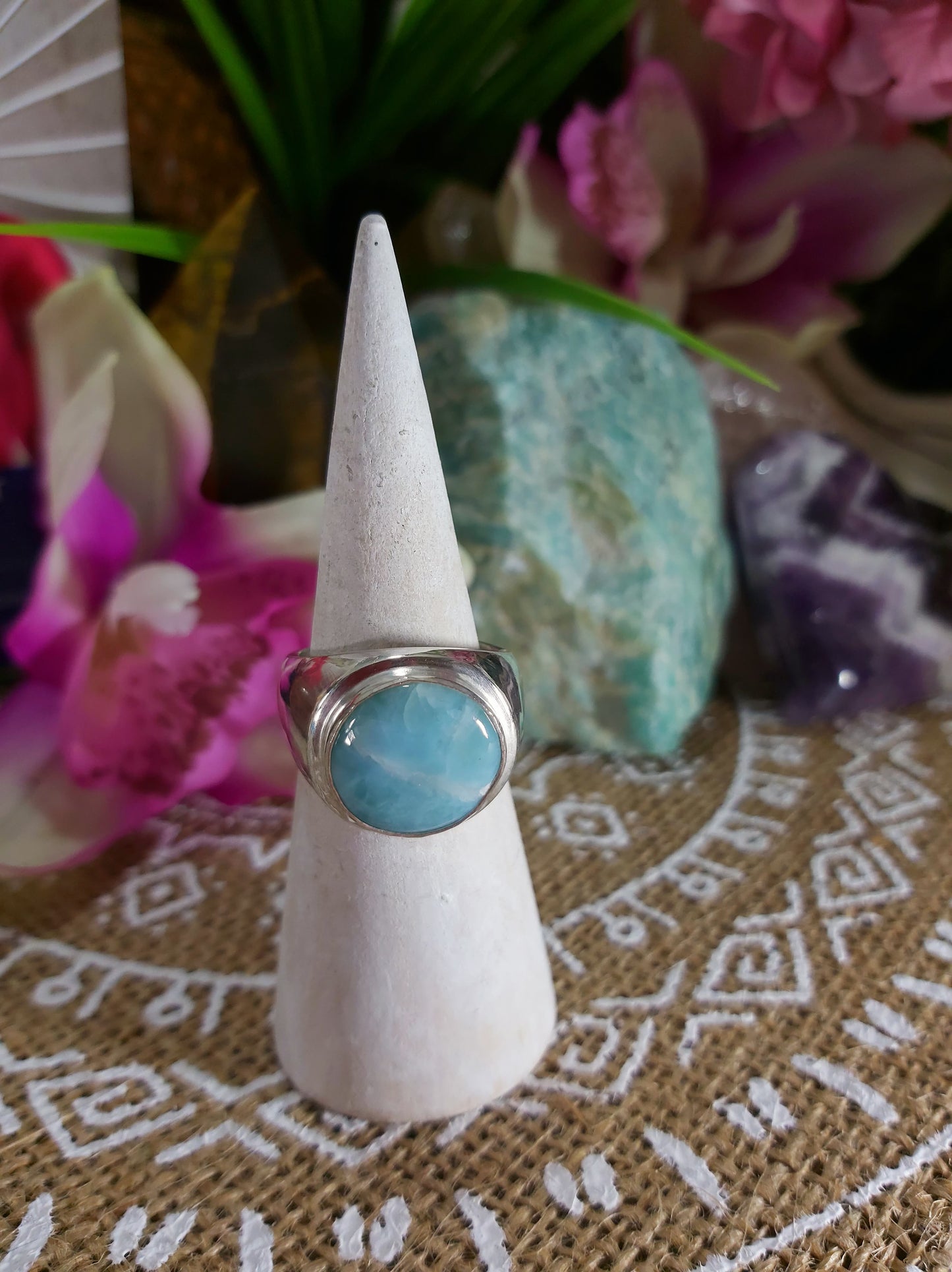 Larimar Emotional Healing Ring Size US 8 (E244)