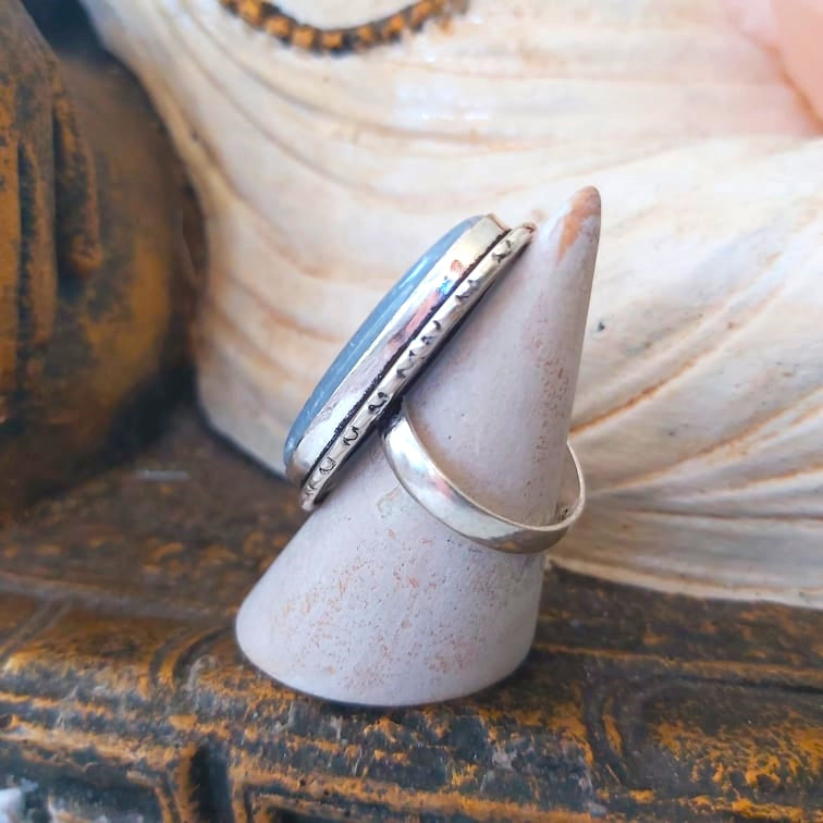 Angelite Inner Peace Gemstone Ring Size US 8.5 (E2449)