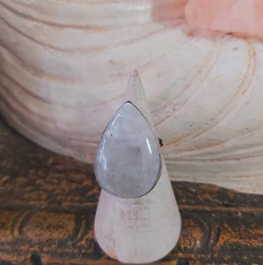 Rainbow Moonstone Gemstone Ring Size US 7.5 (E2465)