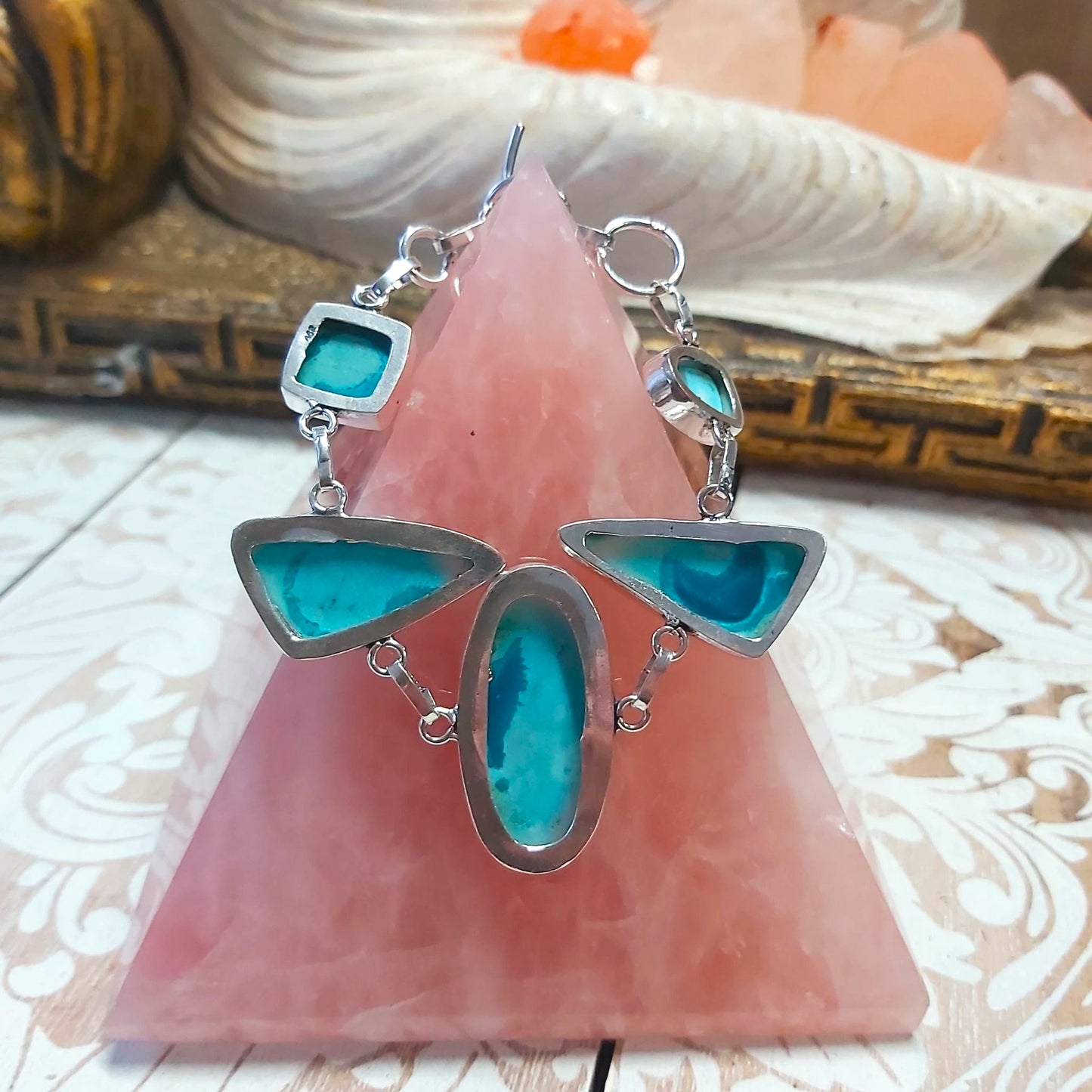 Dendritic Opal Gemstone Bracelet 19 cm (E2492)