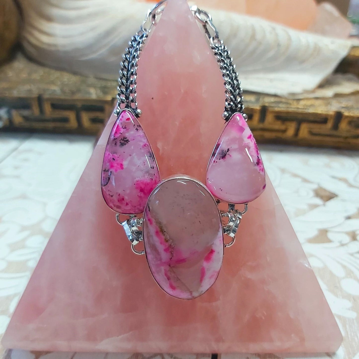 Dendritic Opal Gemstone Bracelet 20 cm (E2494)