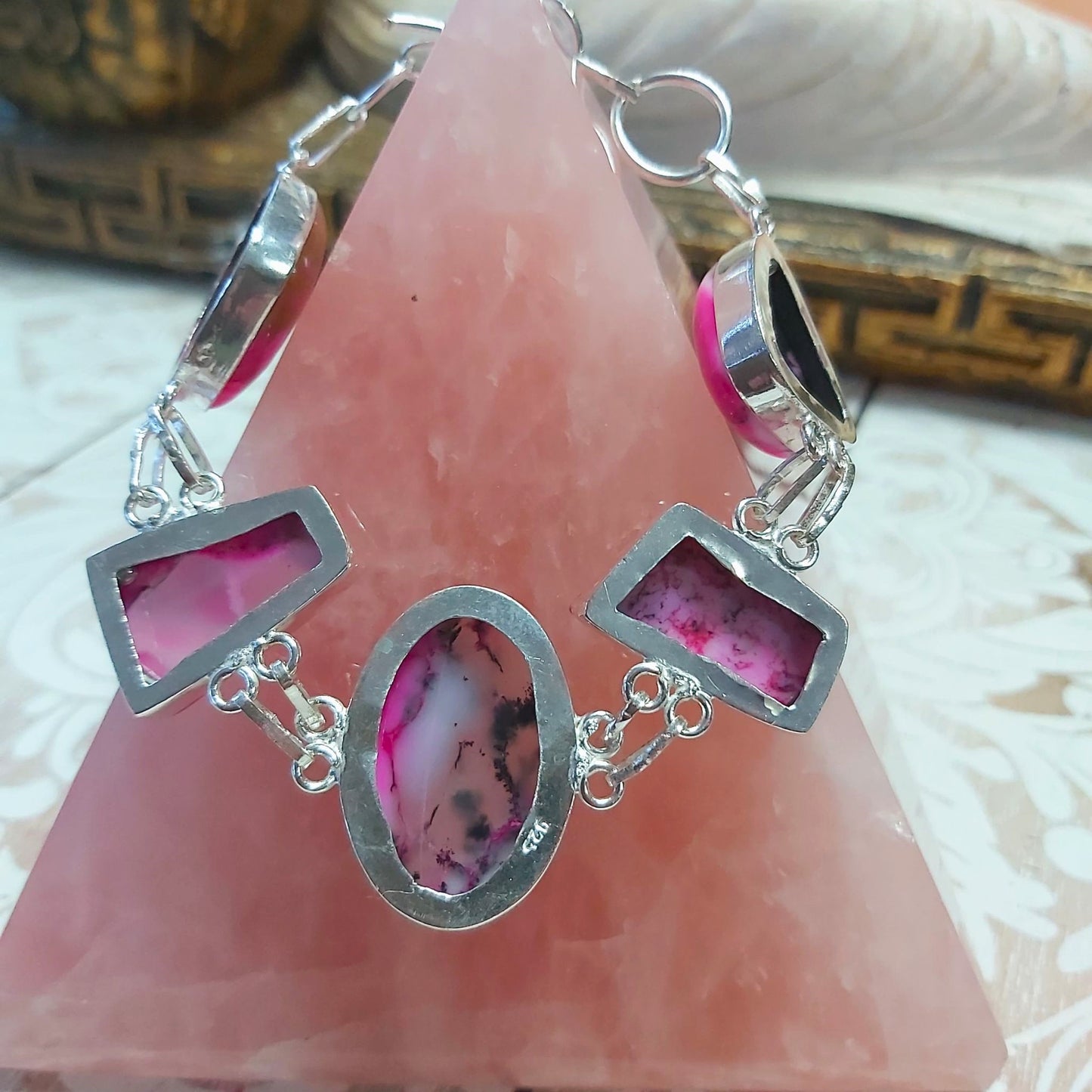 Dendritic Opal Gemstone Bracelet 21 cm (E2495)