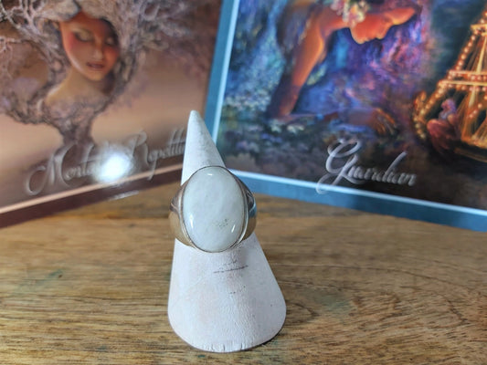 Rainbow Moonstone Prosperity Ring Size US 8.5 (E28)