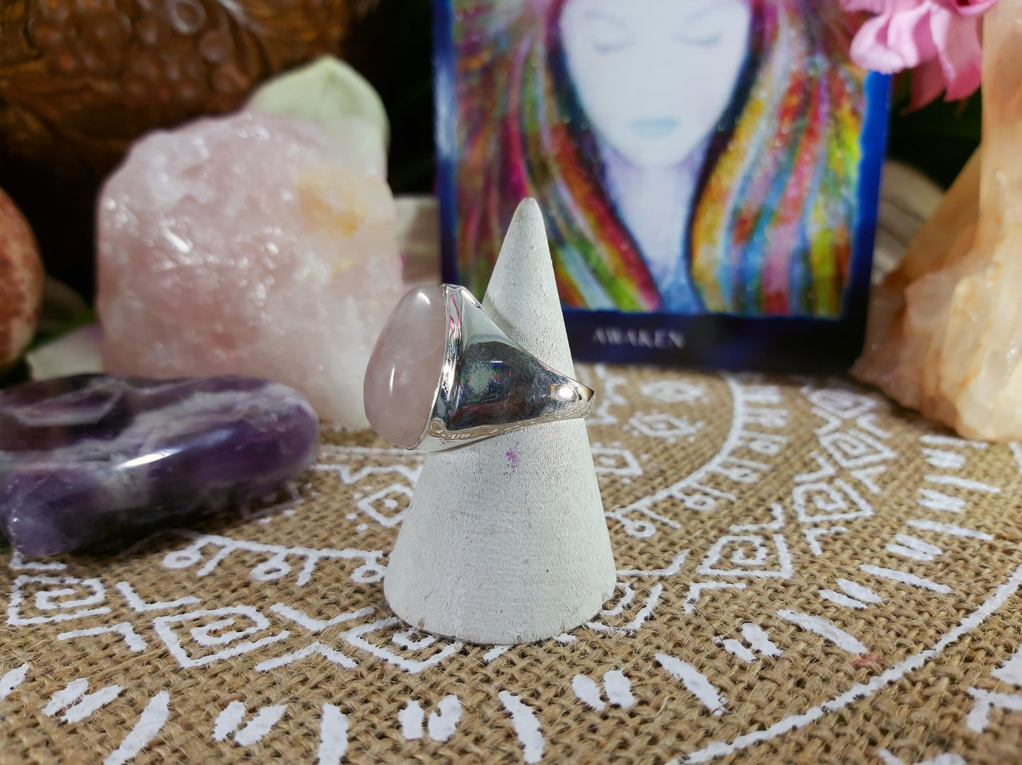 Rose Quartz Emotional Healing Ring Size US 8 (E290)