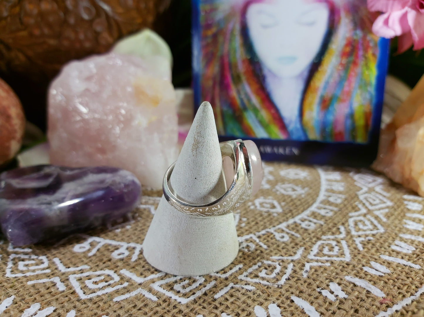 Rose Quartz Emotional Healing Ring Size US 8 (E290)