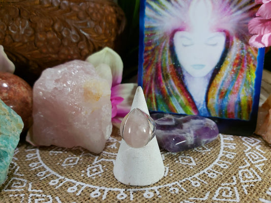Rose Quartz Emotional Healing Ring Size US 8 (E290)