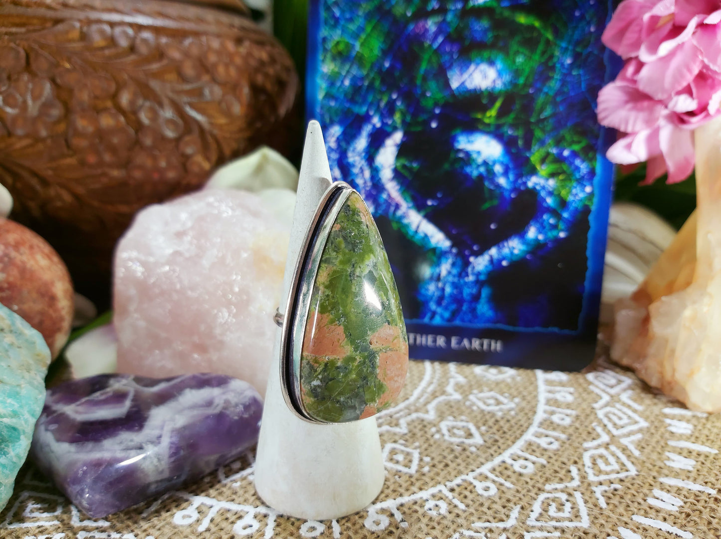 Unakite Emotional Release Ring Size US 6.5 (E298)