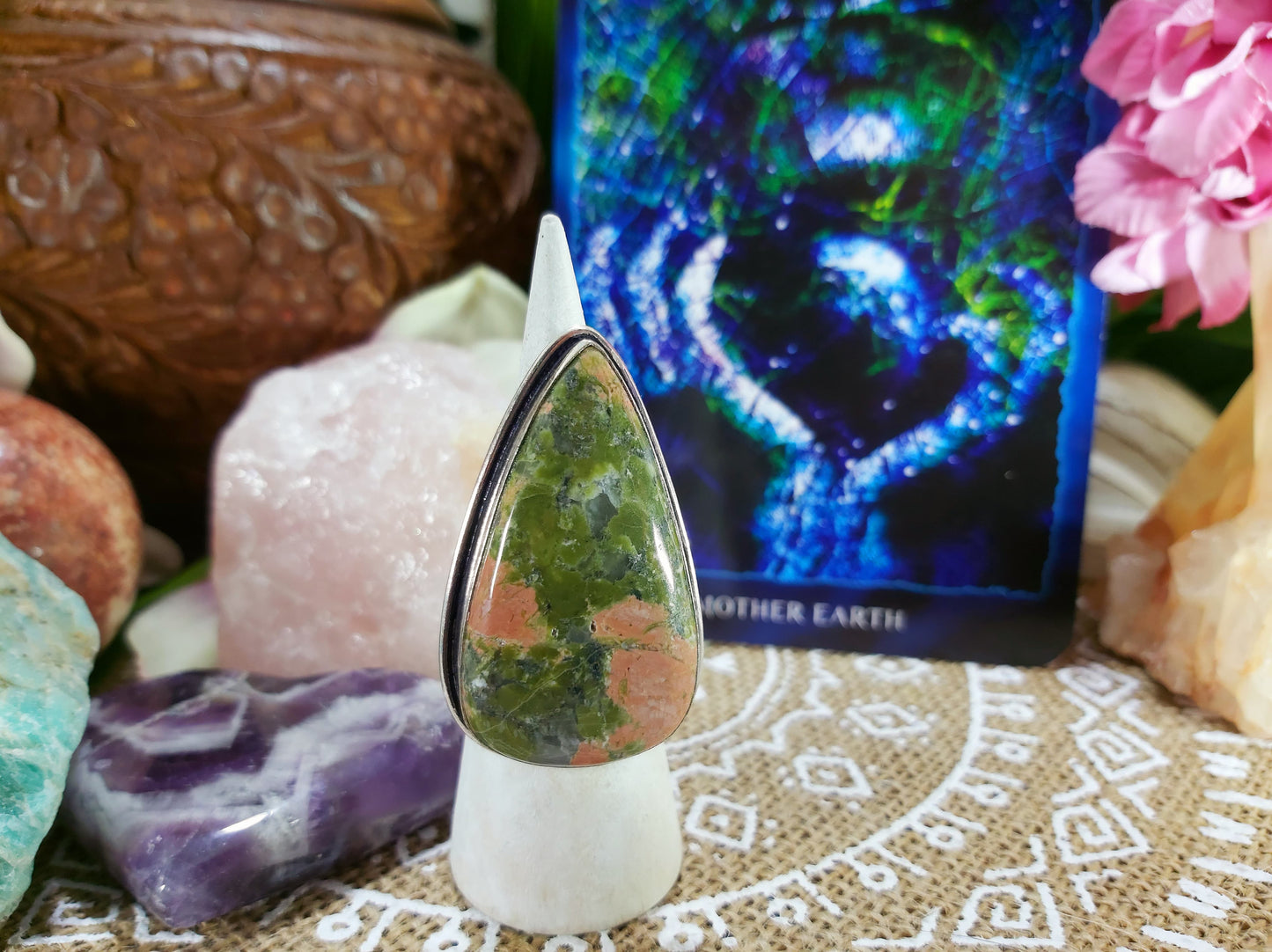 Unakite Emotional Release Ring Size US 6.5 (E298)