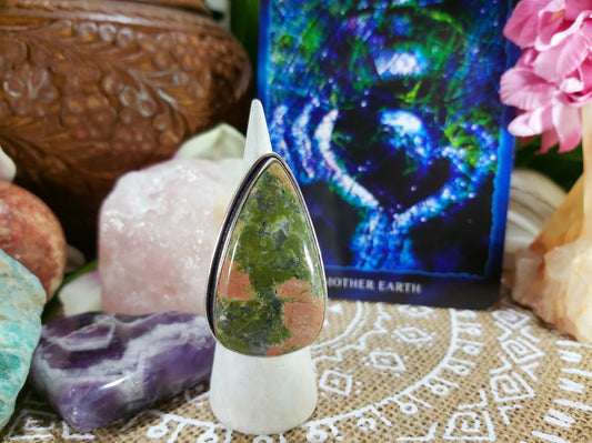 Unakite Emotional Release Ring Size US 6.5 (E298)