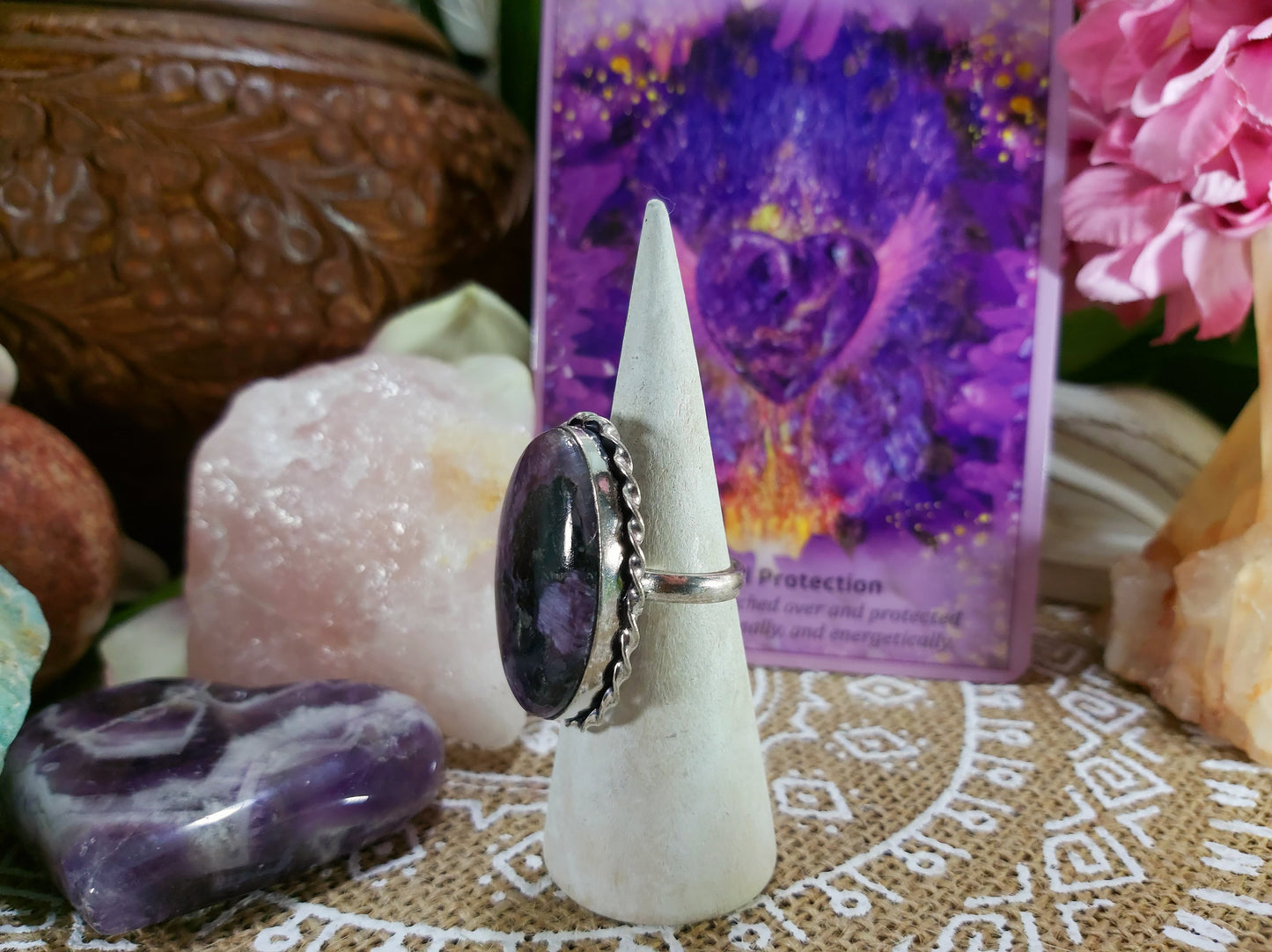 Charoite Spiritual Path Ring Size US 7 (E301)