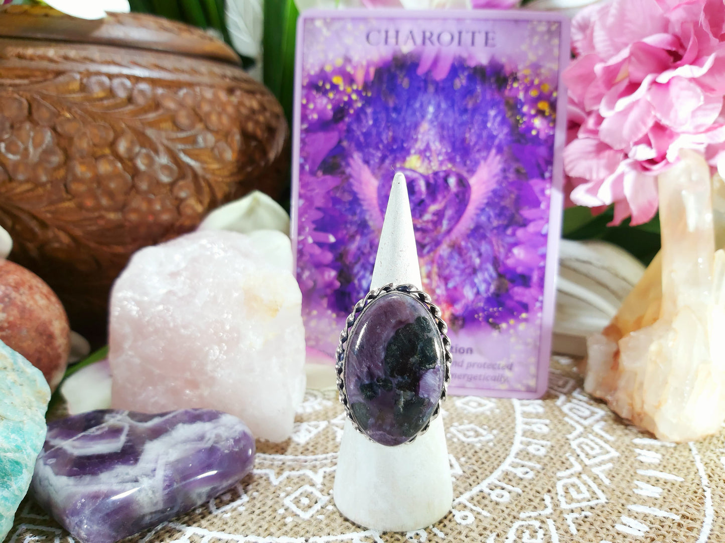 Charoite Spiritual Path Ring Size US 7 (E301)