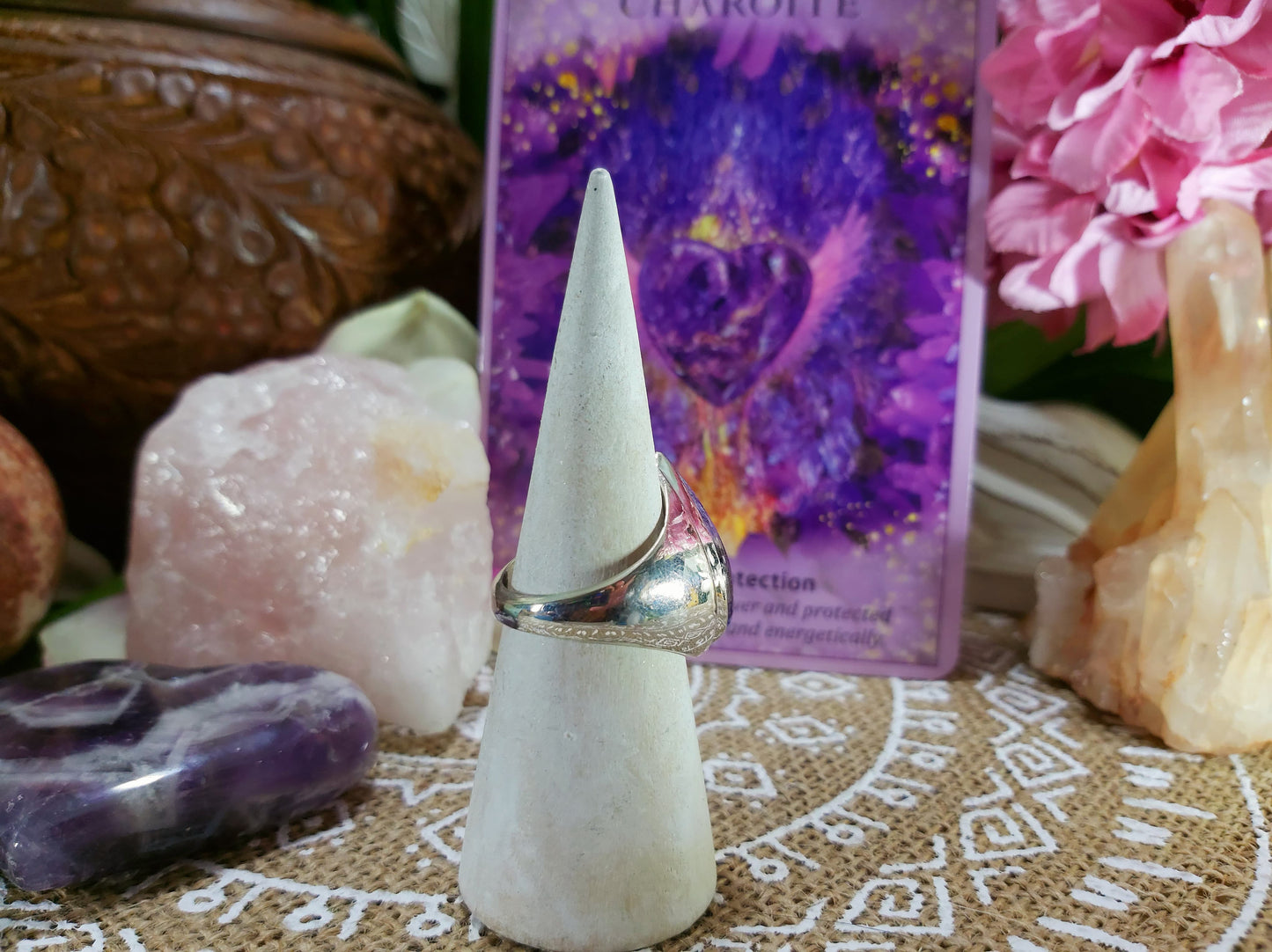 Copper & Charoite Ring Size US 8.5 (E305)