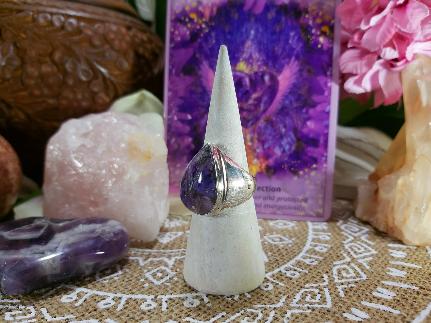 Copper & Charoite Ring Size US 8.5 (E305)