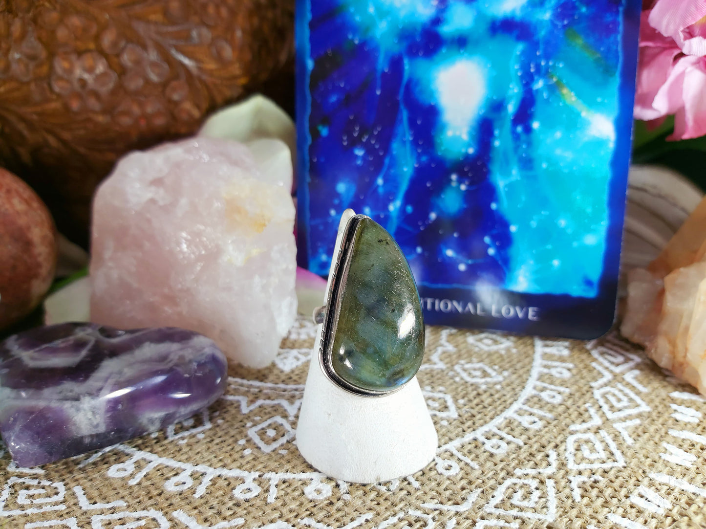 Labradorite Inner Spirit Ring Size US 6.5 (E308)