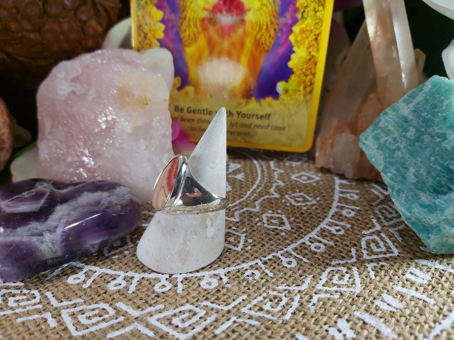 Rhodochrosite Love Ring Size US 9 (E322)