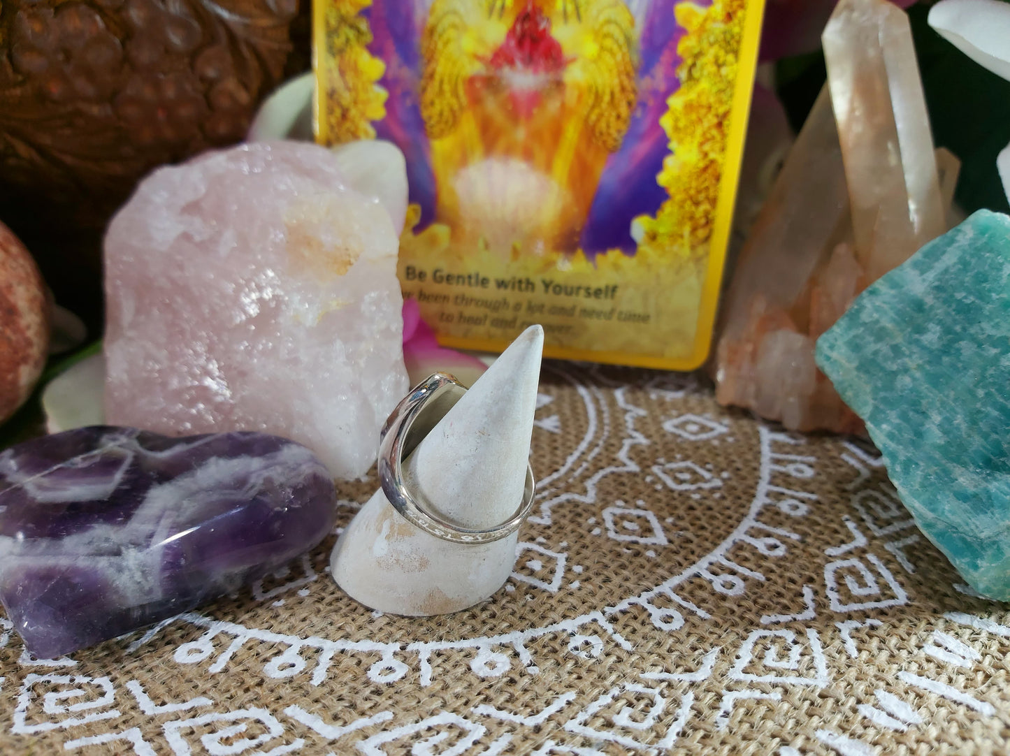 Rhodochrosite Love Ring Size US 9 (E322)