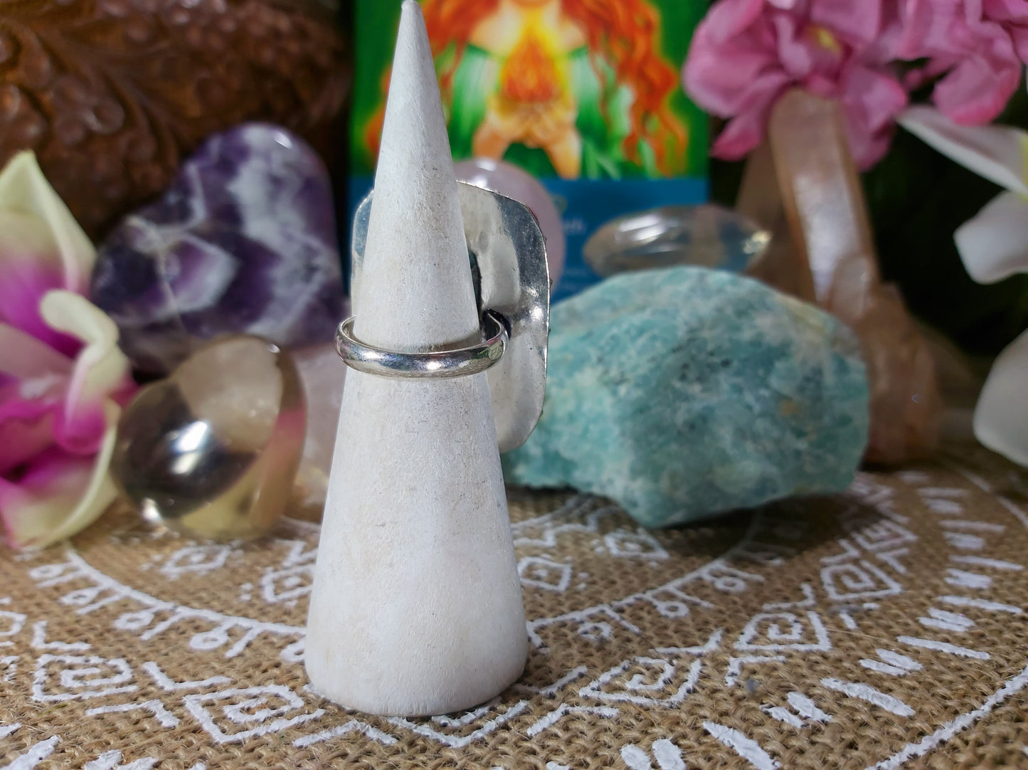 Turquoise Peace & Wisdom Gemstone Ring Size US 7 (E425)