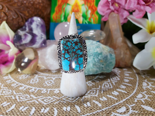Turquoise Peace & Wisdom Gemstone Ring Size US 7 (E425)