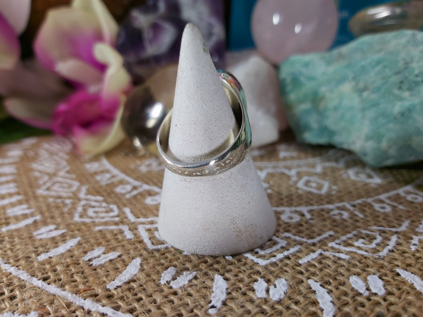 Turquoise Peace & Wisdom Gemstone Ring Size US 8 (E428)