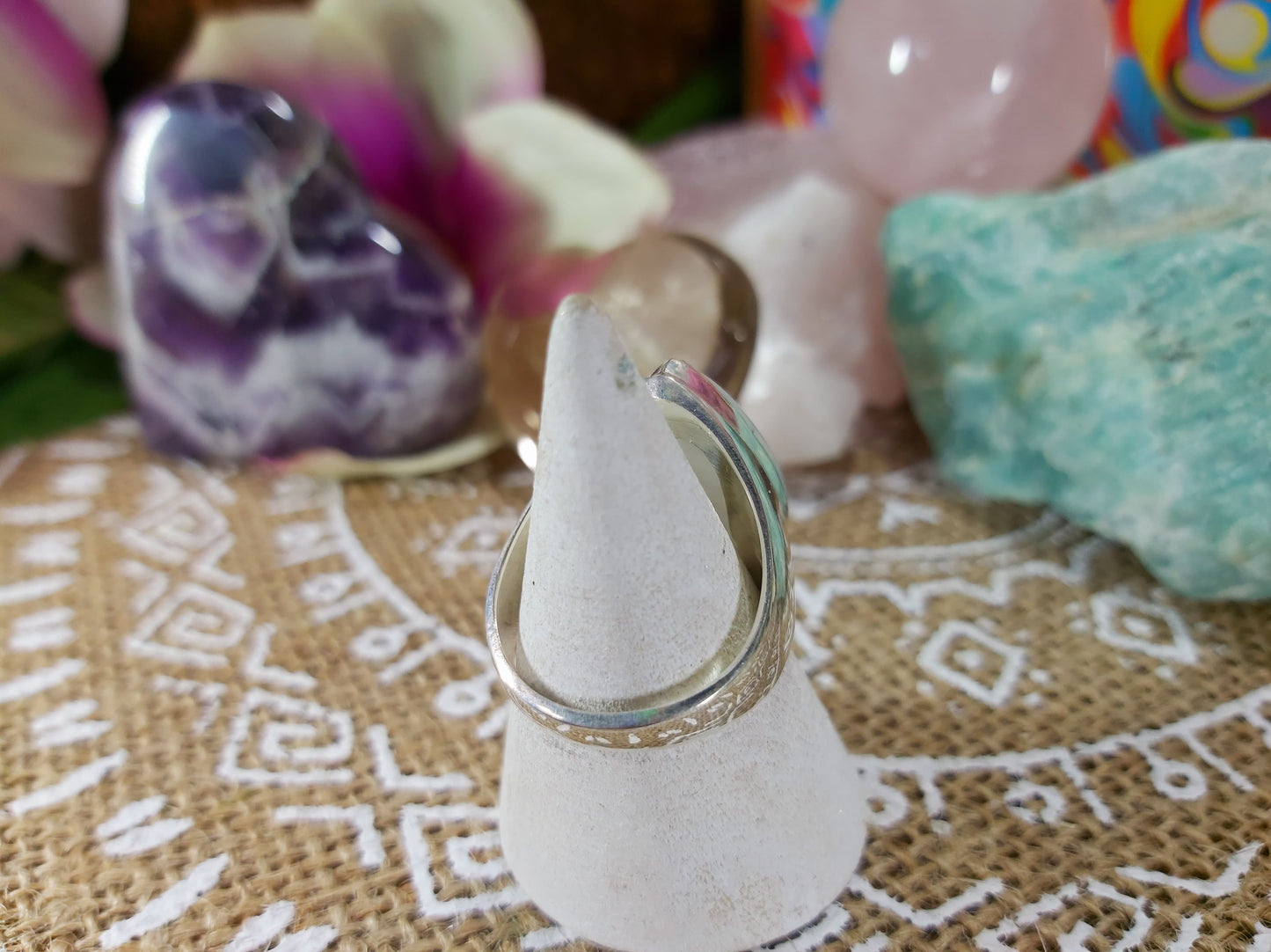 Rainbow Moonstone Ring Size US 8.5 (E451)
