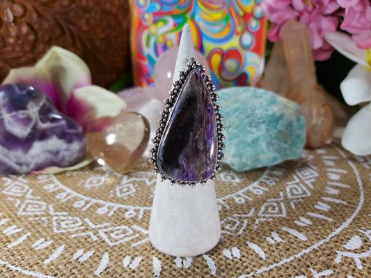 Charoite Spiritual Path Ring Size US 7 (E454)