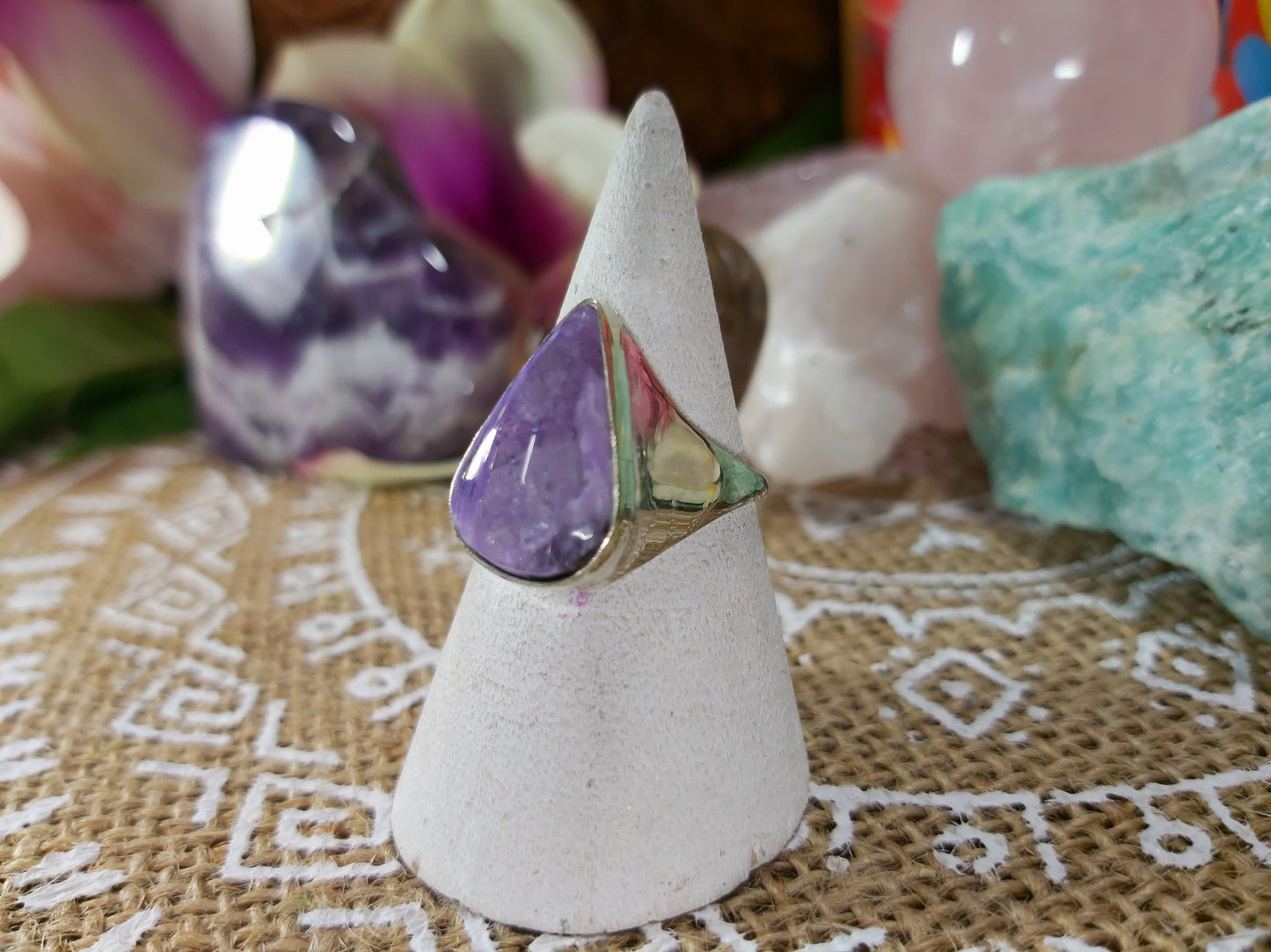 Charoite Spiritual Path Ring Size US 8 (E456)